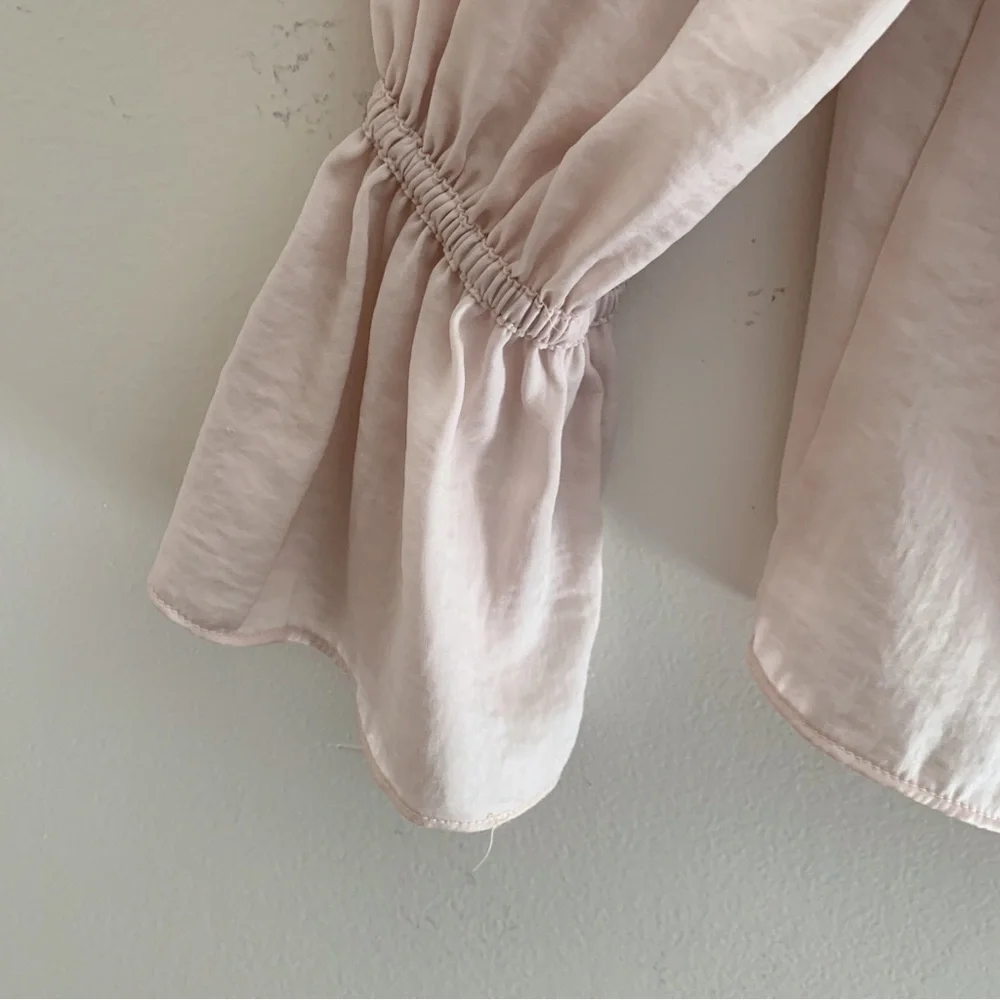 Current Air Blush Pink Pearl Embellished Blouse XSP Coquette Girl